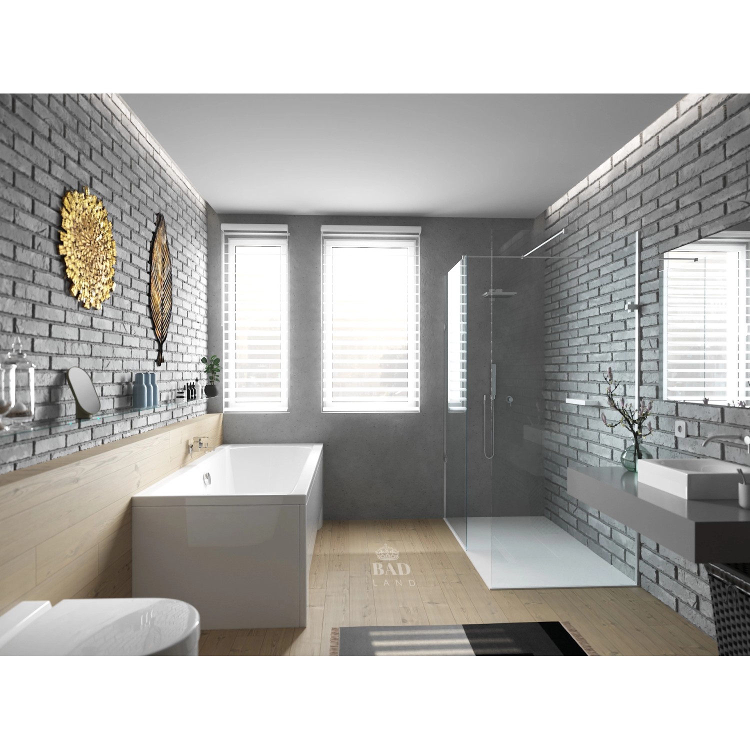 Bad Land Badewanne Rechteck INES 170x75 Ablauf Füße_5