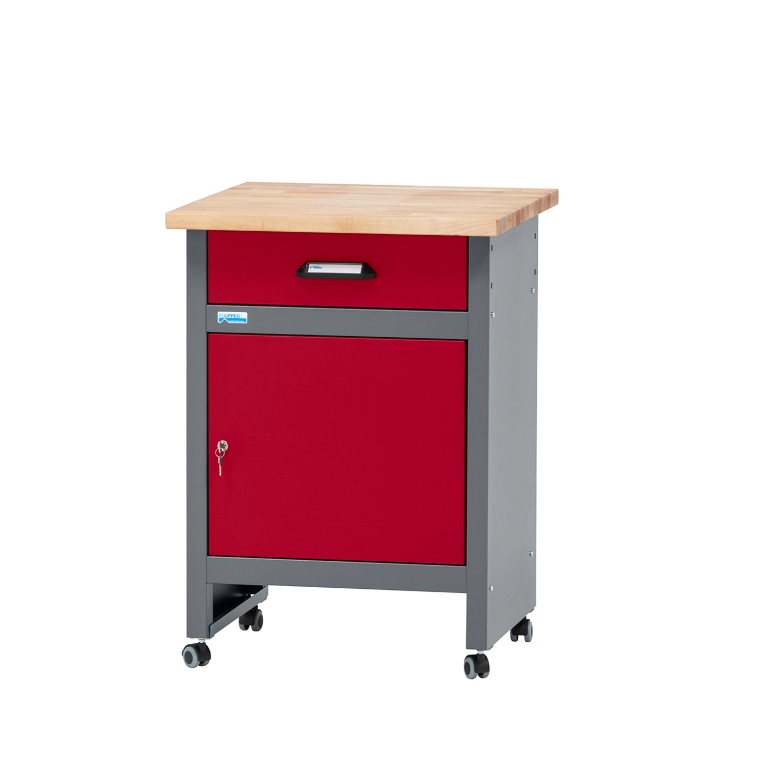 Küpper Werkbank Eintürig 1 Schublade & Rollen 84 x 60 x 60 cm Dunkelrot günstig online kaufen