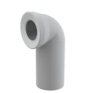 Grauer Alcadrain WC-Anschlussbogen 90° für normgerechte WC-Installationen.