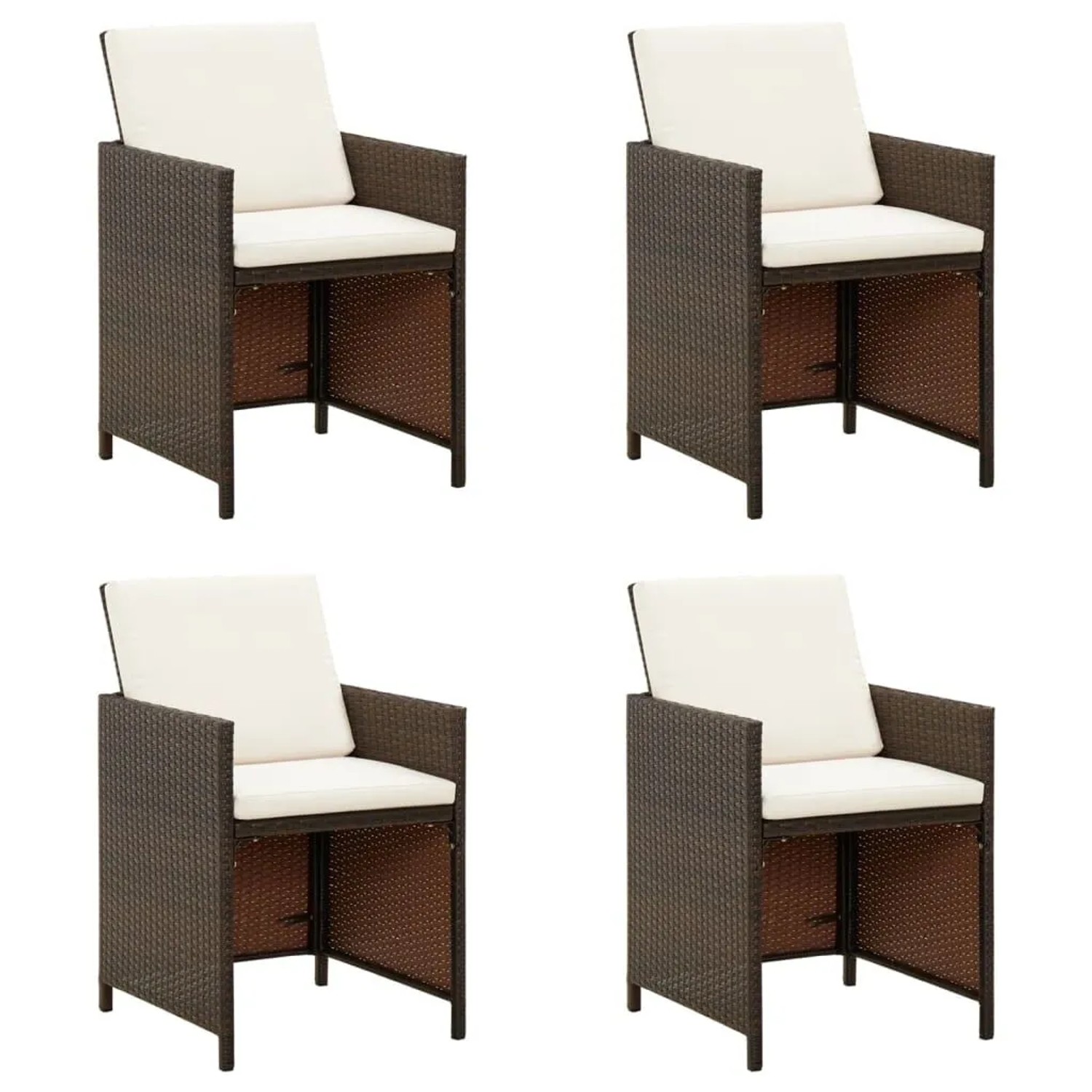 Furnicato Gartenstühle Mit Kissen 4 Stk Poly Rattan Braun