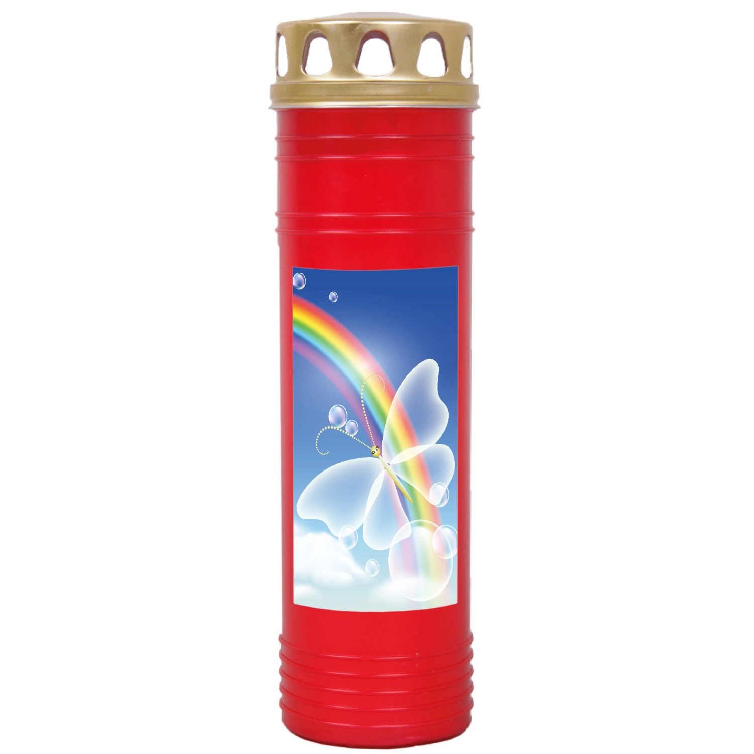 HS Candle Grabkerze Rot 170h Deckel Gold Regenbogen 2 günstig online kaufen