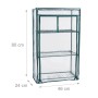Grünes Balkongewächshaus mit transparenter PVC-Folie, 3 Gitteretagen und Stahlrahmen. Maße: 80x46x24 cm.