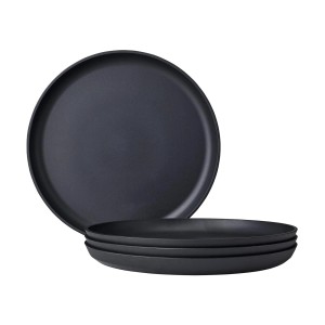 Mepal Silueta Frühstücksteller 4er Set, Nordic Black. Geschirr aus PET, stapelbar.