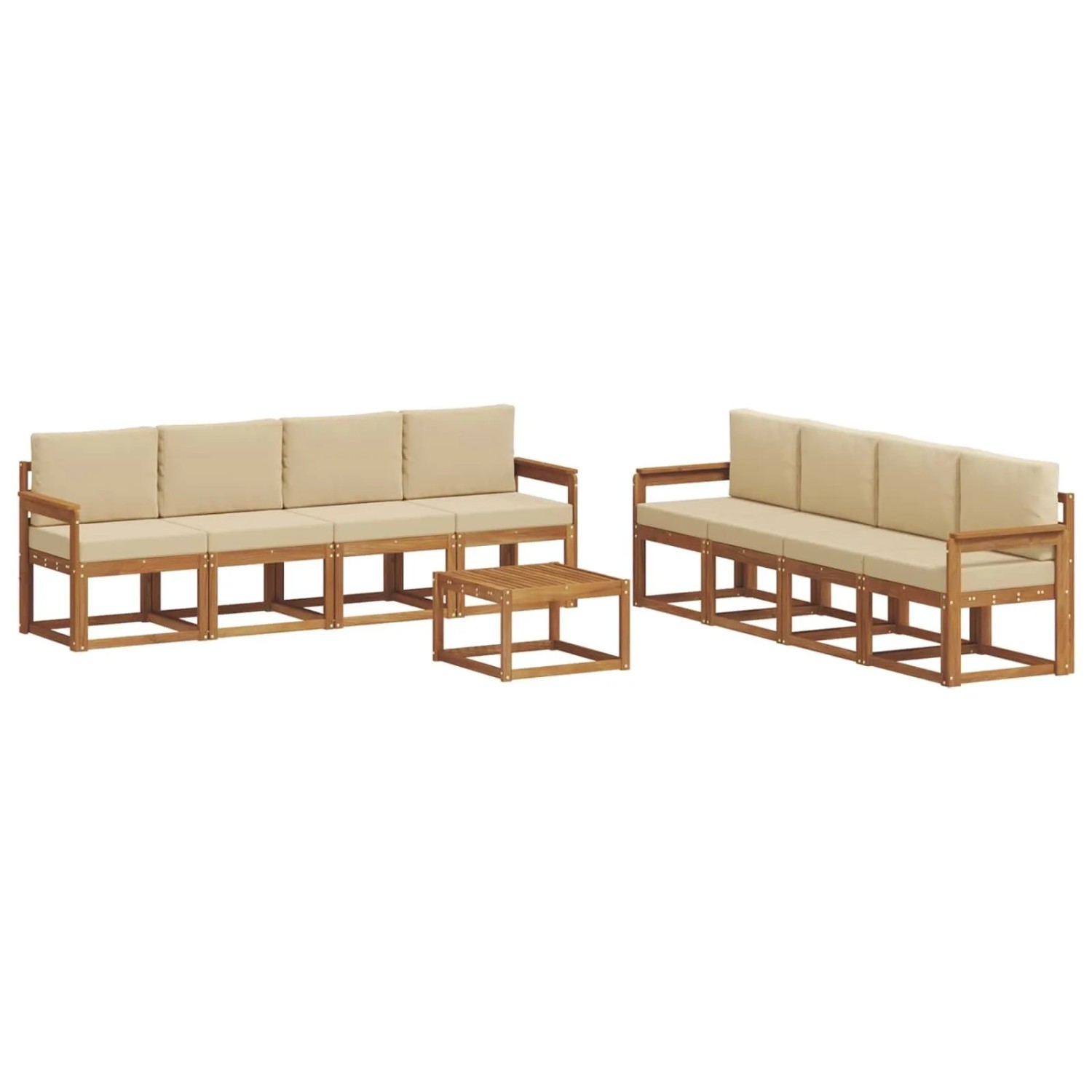 vidaXL Outdoor-Sofagarnitur 9 Stk Natur und Beige Massivholz Akazie 3366176