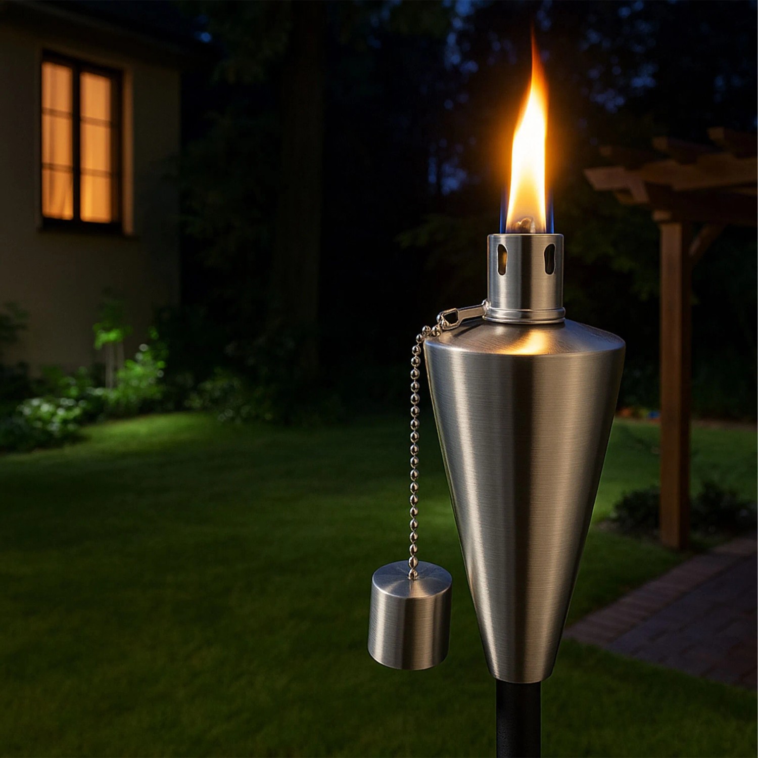 Relaxdays Gartenfackeln im 3er Set Edelstahl Silber Schwarz mit Ersatzdochten 85 cm / 115 cm x 7 cm 0,34 kg_2