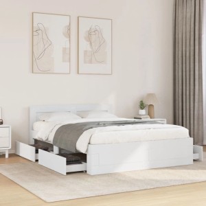 vidaXL Bettgestell mit Kopfteil ohne Matratze Weiß 120x200 cm 3295569