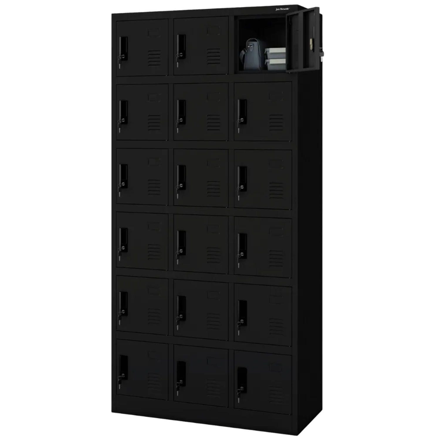 JAN NOWAK Schließfachschrank Spind KAROL 18 Fächer 185 x 90 x 40 cm Schwarz