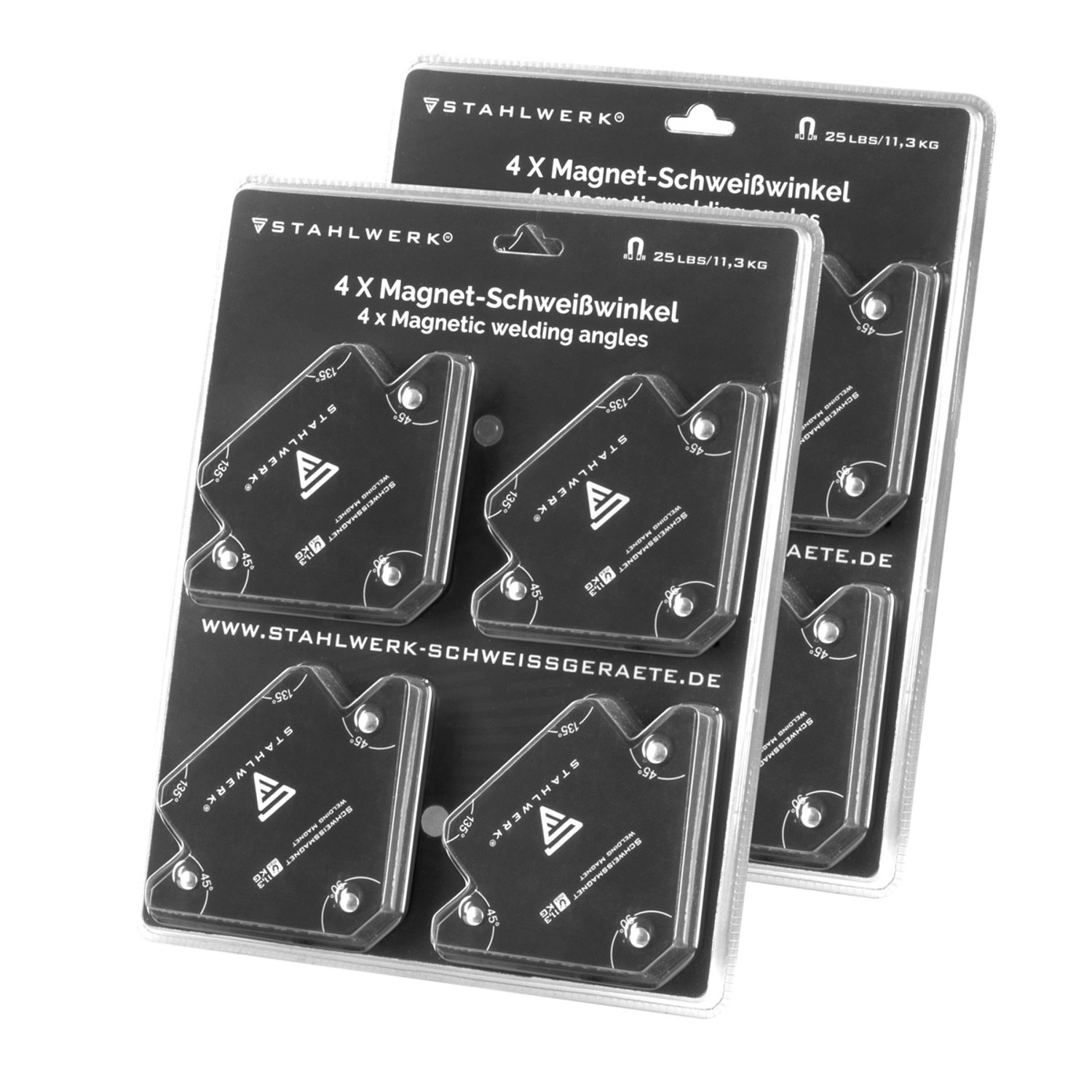 STAHLWERK Schweißwinkel Set Magnet 113kg 25lbs Schweißmagnet 8er Set