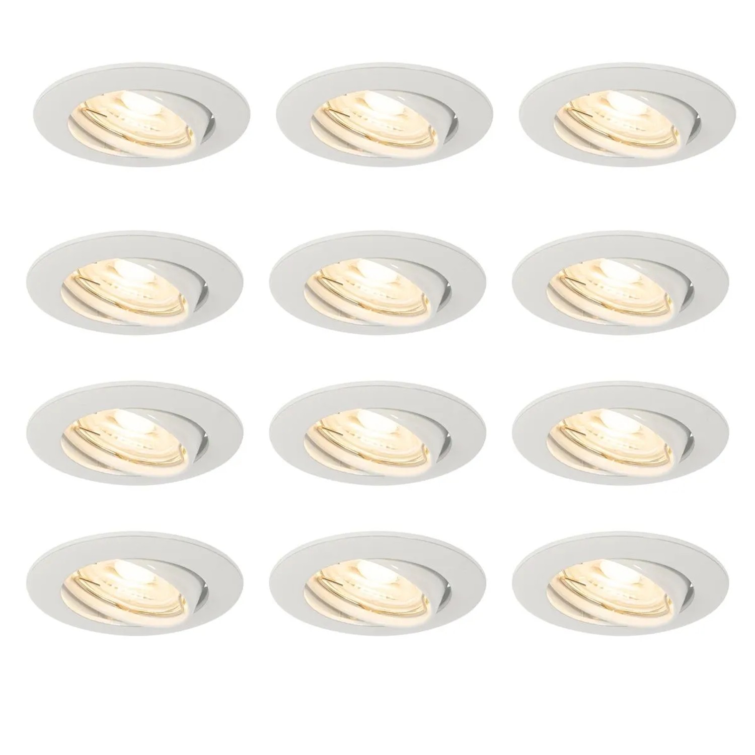 QAZQA Set mit 12 Einbaustrahlern Weiß GU10 35 mm Edu
