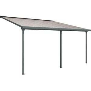 Palram Canopia Terrassenüberdachung Feria in Anthrazit, 3x4.25m, mit Polycarbonat-Dachplatten.