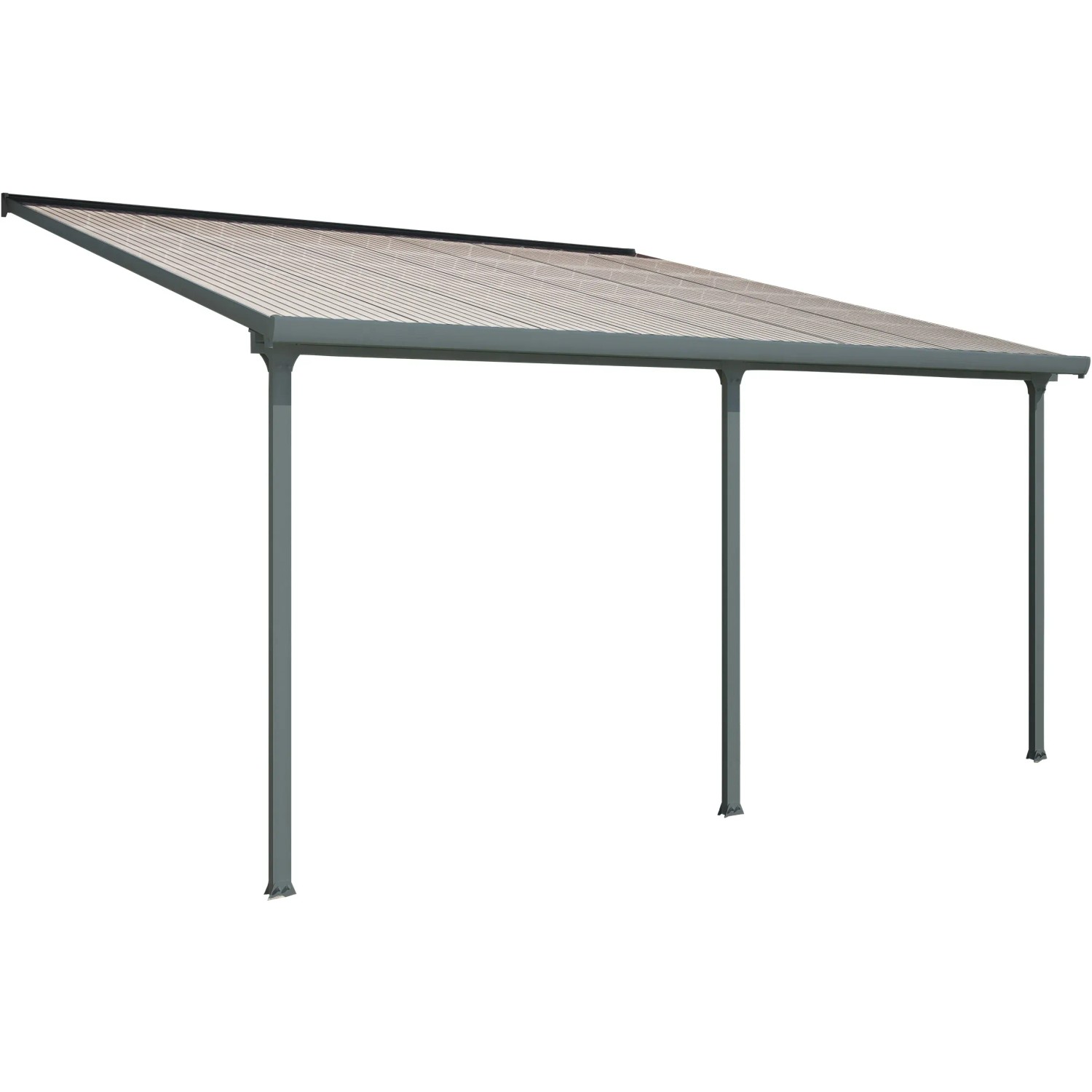 Palram Canopia Terrassenüberdachung Feria in Anthrazit, 3x4.25m, mit Polycarbonat-Dachplatten.