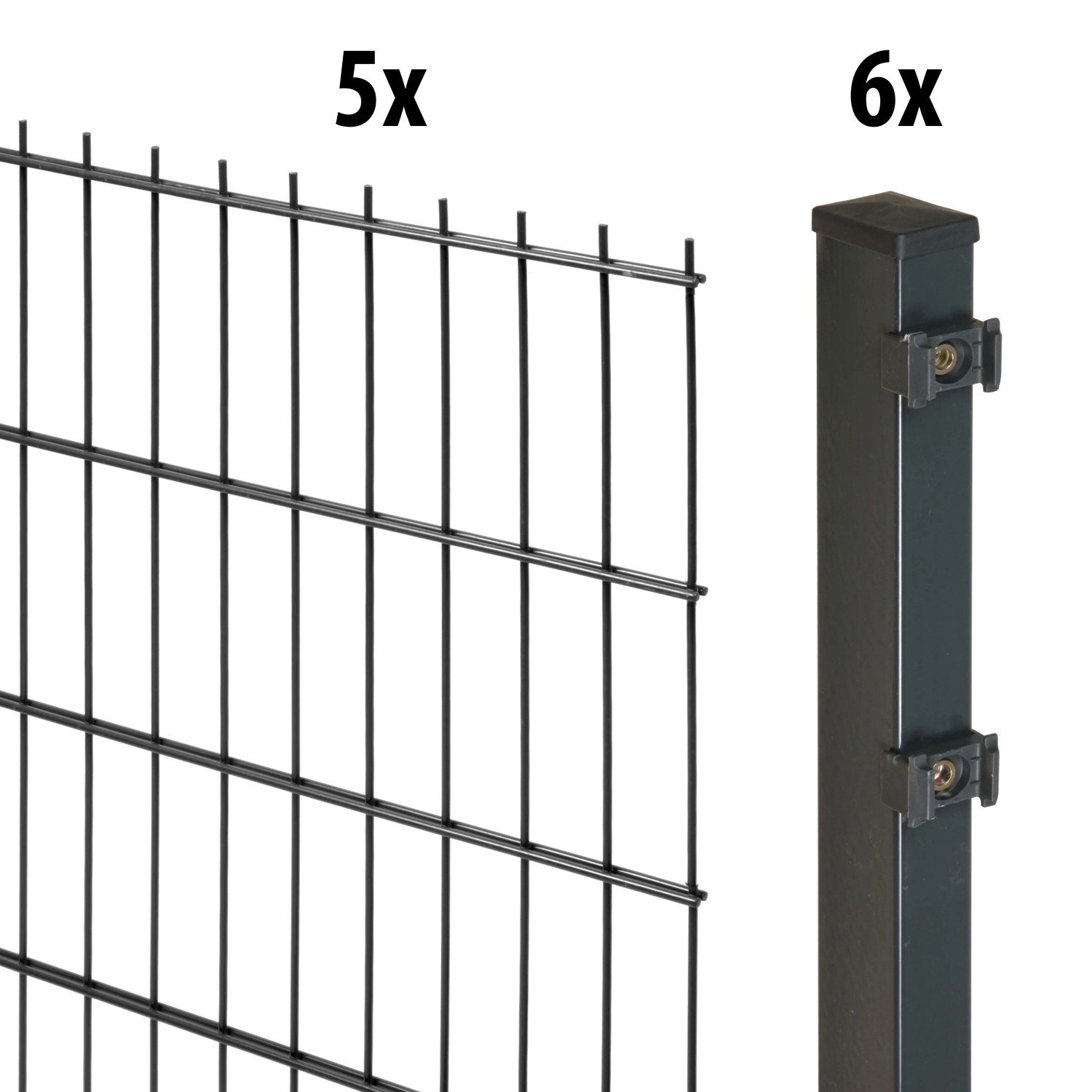 Floraworld Doppelstabmatten-Set 120 cm x 10 m 60/40 Anthrazit