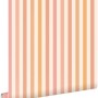 Vliestapete ESTAhome mit vertikalen Streifen in Orange, Rosa und Creme. Dekorative Tapete, 50x900 cm.