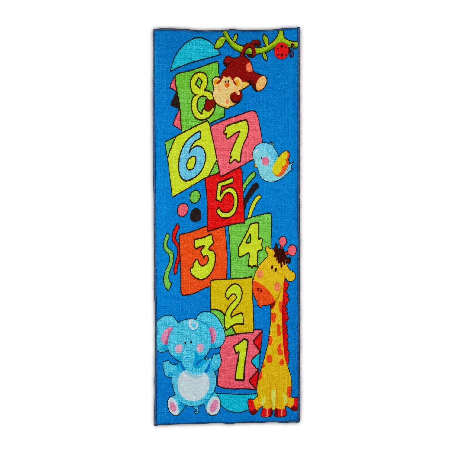 Relaxdays Kinderteppich Polyester Kunststoff Bunt Rutschhemmend 179 cm x 67 cm 1,5 kg