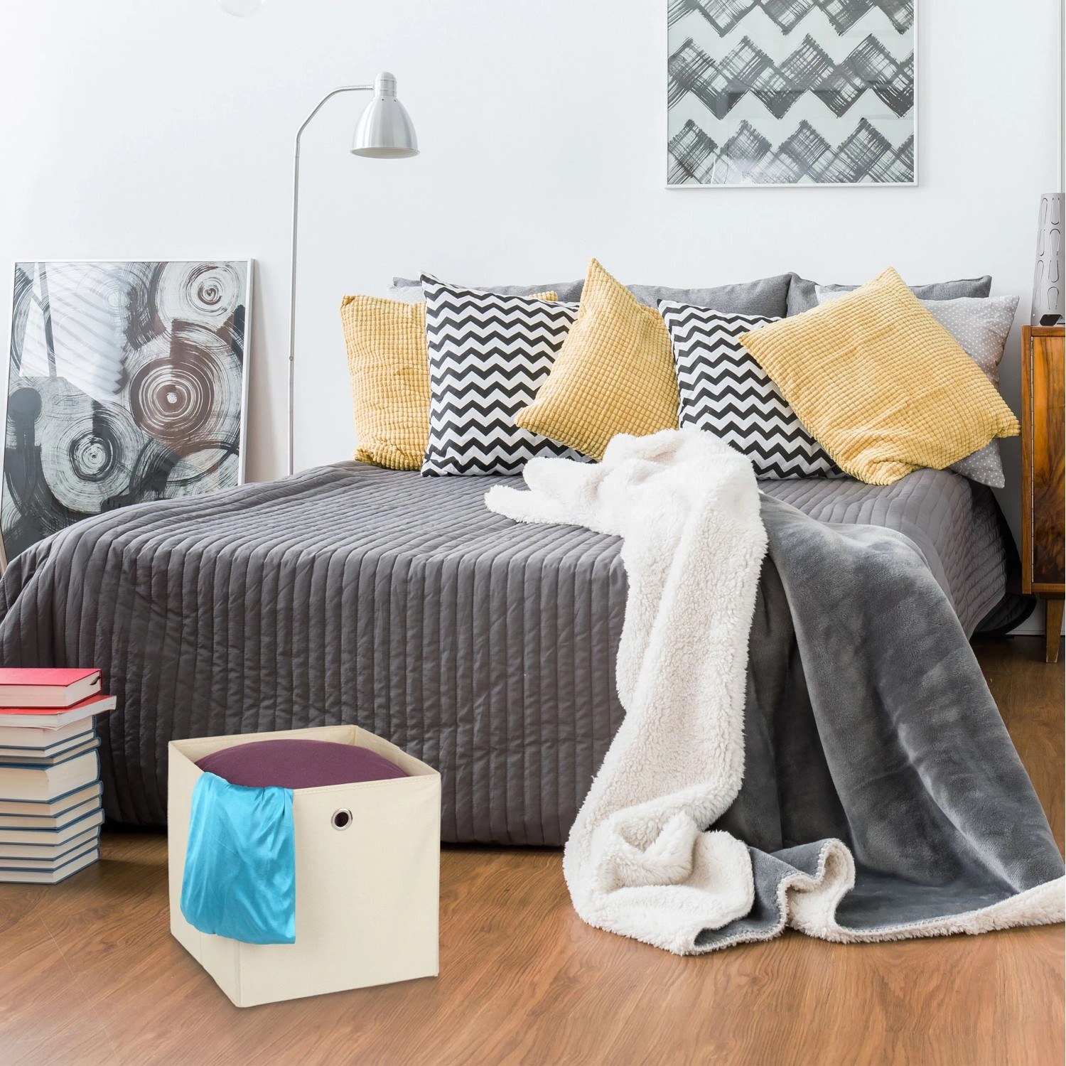 Relaxdays Faltbox Polyester Grau Zusammenfaltbar 30 cm x 30 cm x 30 cm_5
