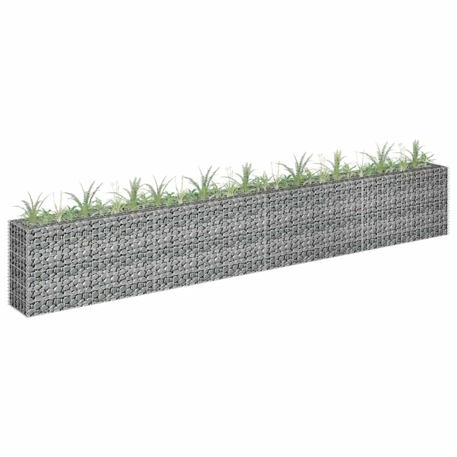 DELUKE Gabionen Hochbeet ROON Aus Stahl 360x30x60cm Steinkorb Gabionengitter Ziergabione Steingabione