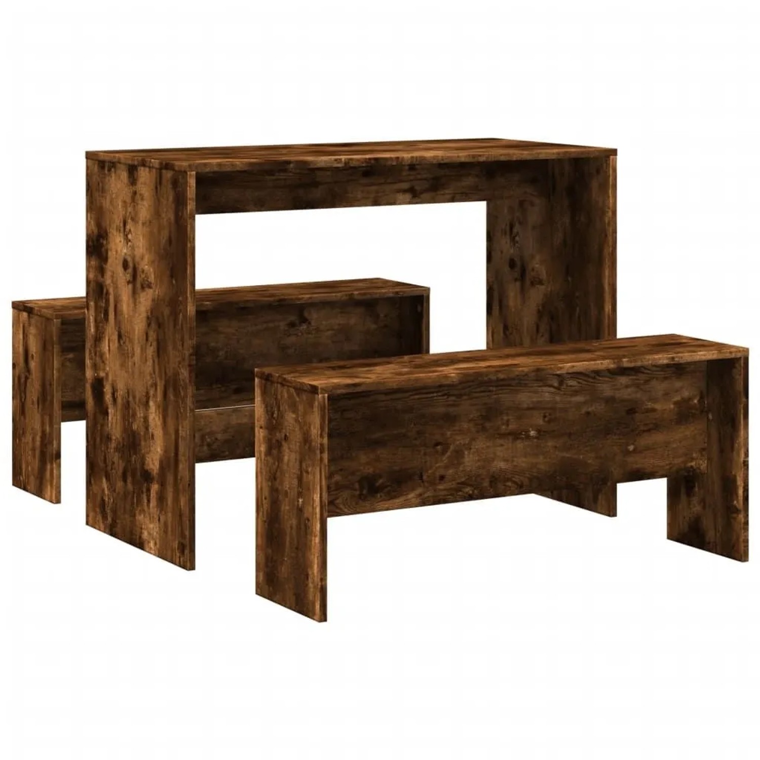 vidaXL 3 Tlg Esstisch und Bank Set Räuchereiche Holzwerkstoff 855535