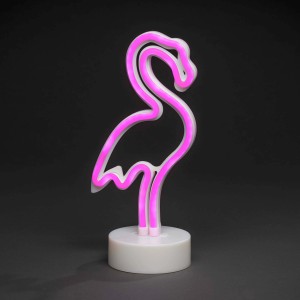 Konstsmide LED-Dekolampe Flamingo, pink, batteriebetrieben mit Timer. Design-Tischlampe für Innen.