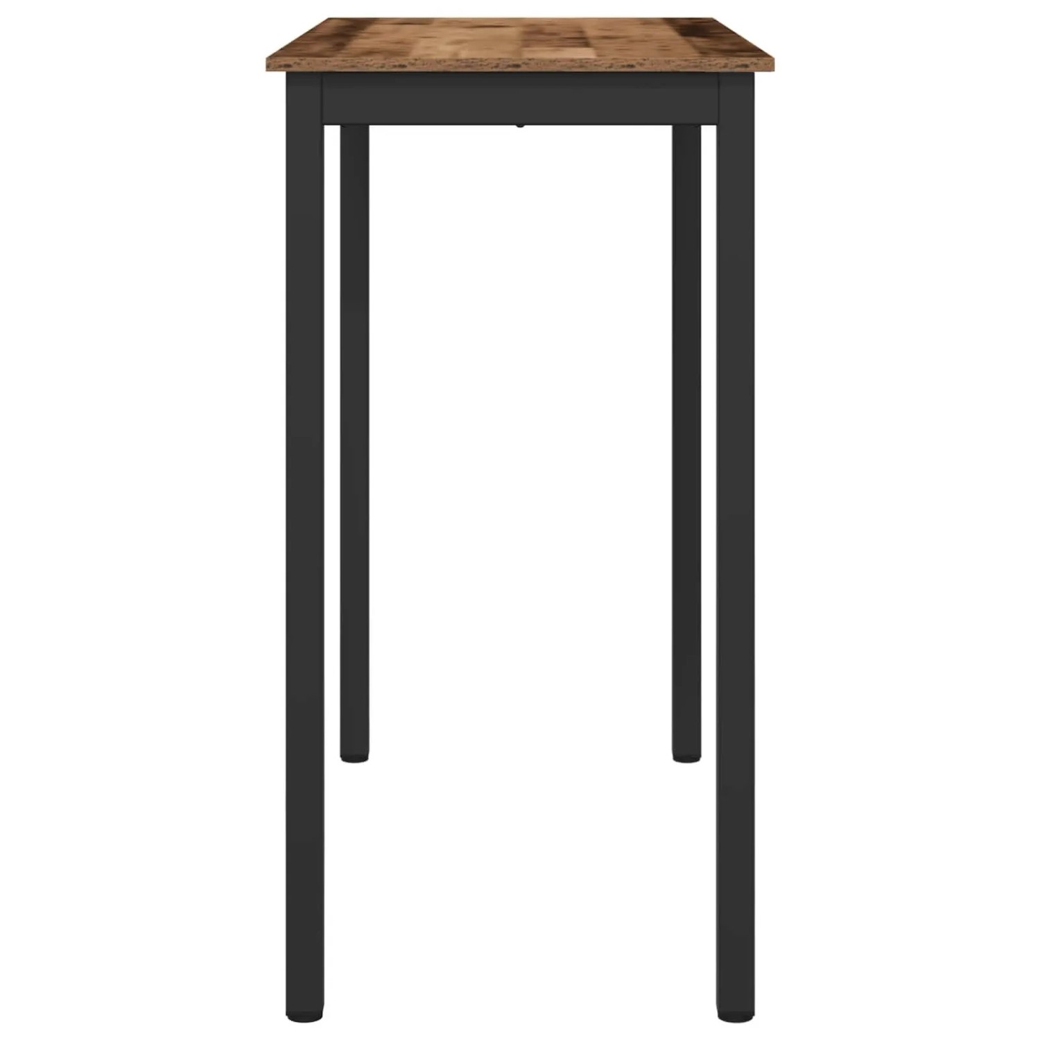 vidaXL Esstisch, rechteckig, mit rustikaler Holzwerkstoffplatte und schlanken schwarzen Metallbeinen, 105 cm hoch.