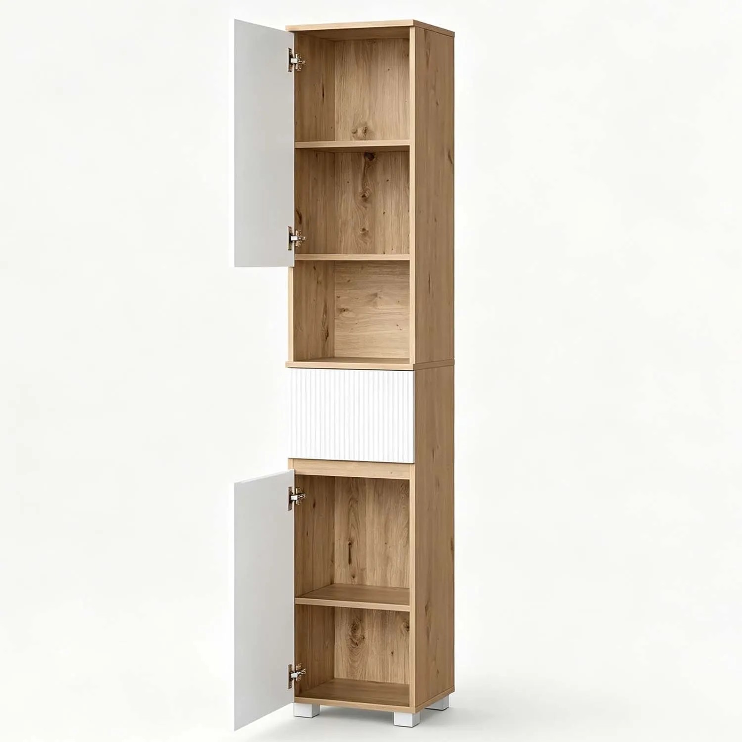EUGAD Badkommode Hochschrank Schmal mit 1 Offenem Fach 1 Schublade