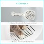 Detailansicht: PawHut Katzentoilette mit Haube, Streuschaufel und Gittereinstieg.