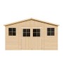 Timbela Holz Gartenhaus M330+M330G mit Fenstern und Boden, unbehandelt.