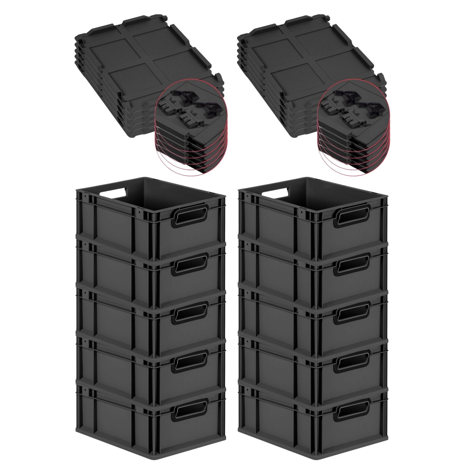 PROREGAL SuperSparSet 10x Eurobox Nextgen Color Mit Scharnierdeckel HxBxT 1 günstig online kaufen