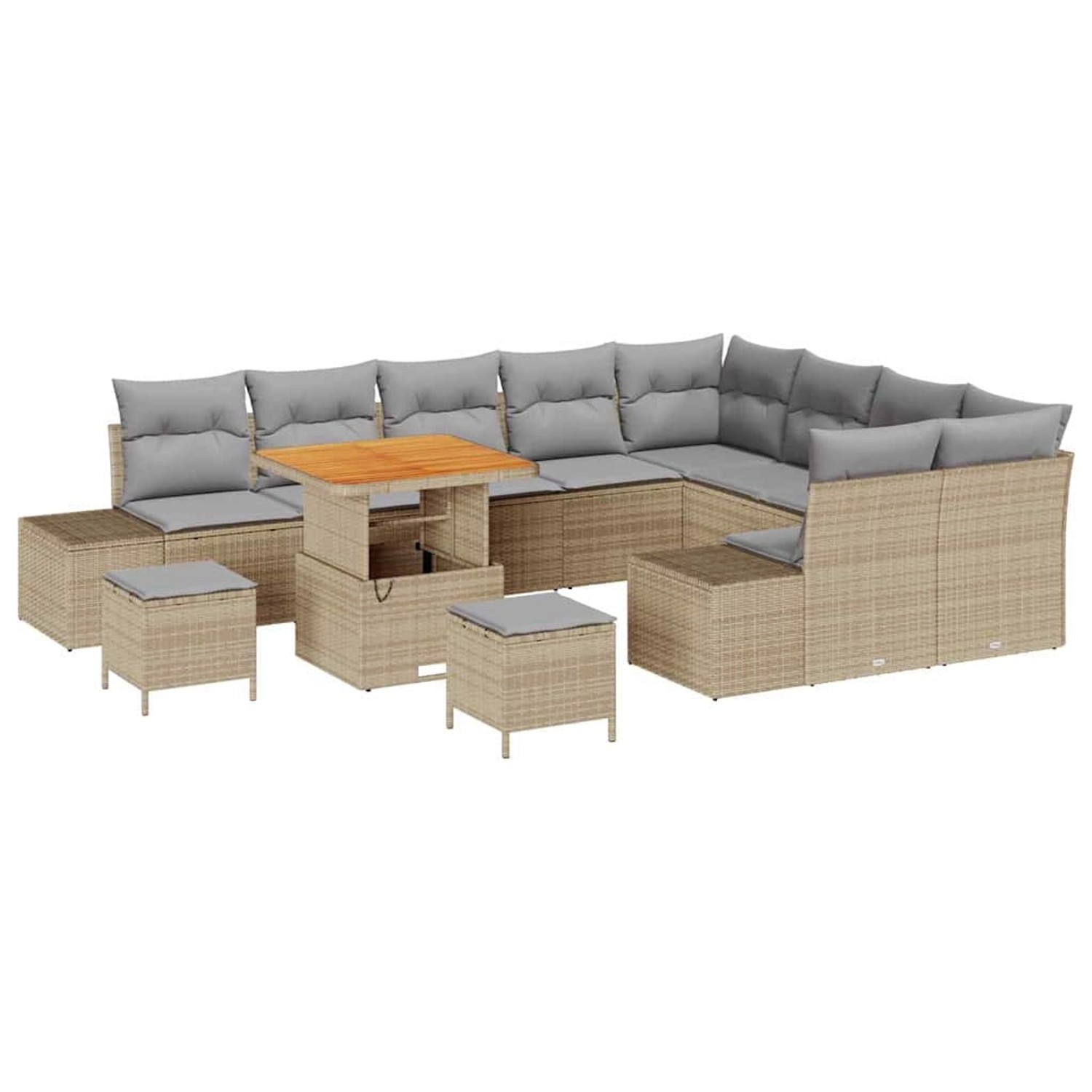 vidaXL Garten-Sofa-Set mit Speicher 12-Tlg Beige Poly Rattan 3362822 günstig online kaufen