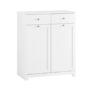 SoBuy Badschrank mit 2 Wäschesäcken Wäscheschrank Wäschesammler Weiß 78x90x38cm BZR33-II-W