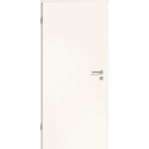 Weiße Zimmertür (86x198.5cm) mit Linksanschlag, CPL Oberfläche und Schloss. Ohne Drückergarnitur.