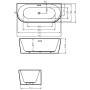 Technische Zeichnung der weißen Steinkamp Vorwand-Badewanne Loft, 180x80 cm, mit Maßangaben.
