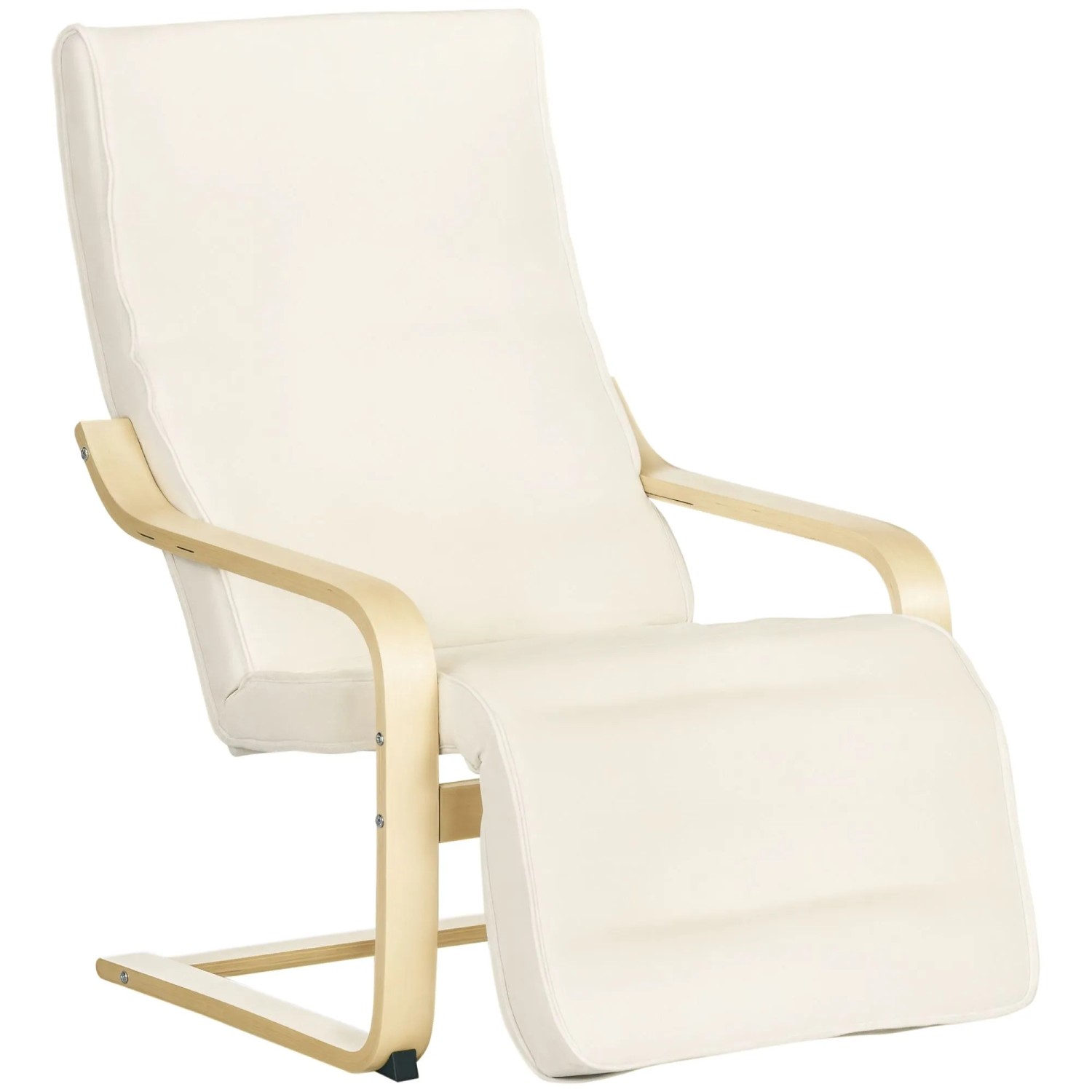 HOMCOM Relaxsessel Polyester Birkenholz Cremeweiß 66,5L x 94B x 100H cm