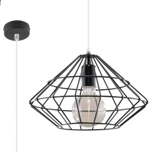 Schwarze Sollux Lighting Hängeleuchte Umberto im Diamant-Design. Lampe für Wohnzimmer, Schlafzimmer & Küche.