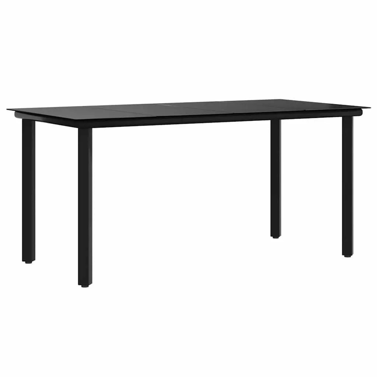 Furnicato Garten-esstisch Schwarz 160x80x74 Cm Stahl Und Hartglas