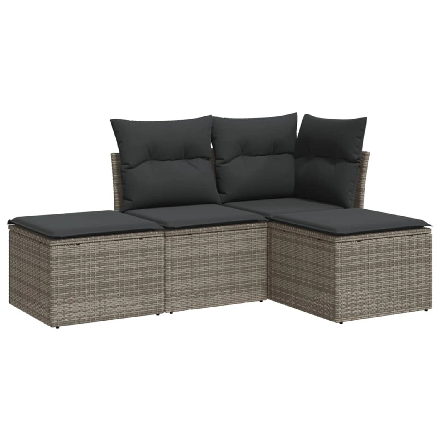 vidaXL 4-tlg Garten-Sofagarnitur mit Kissen Grau Poly Rattan Modell 13 günstig online kaufen