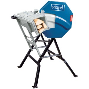 Scheppach HS410 Wippkreissäge mit Holzscheiten, 2200 W, für schnelles und sicheres Sägen.