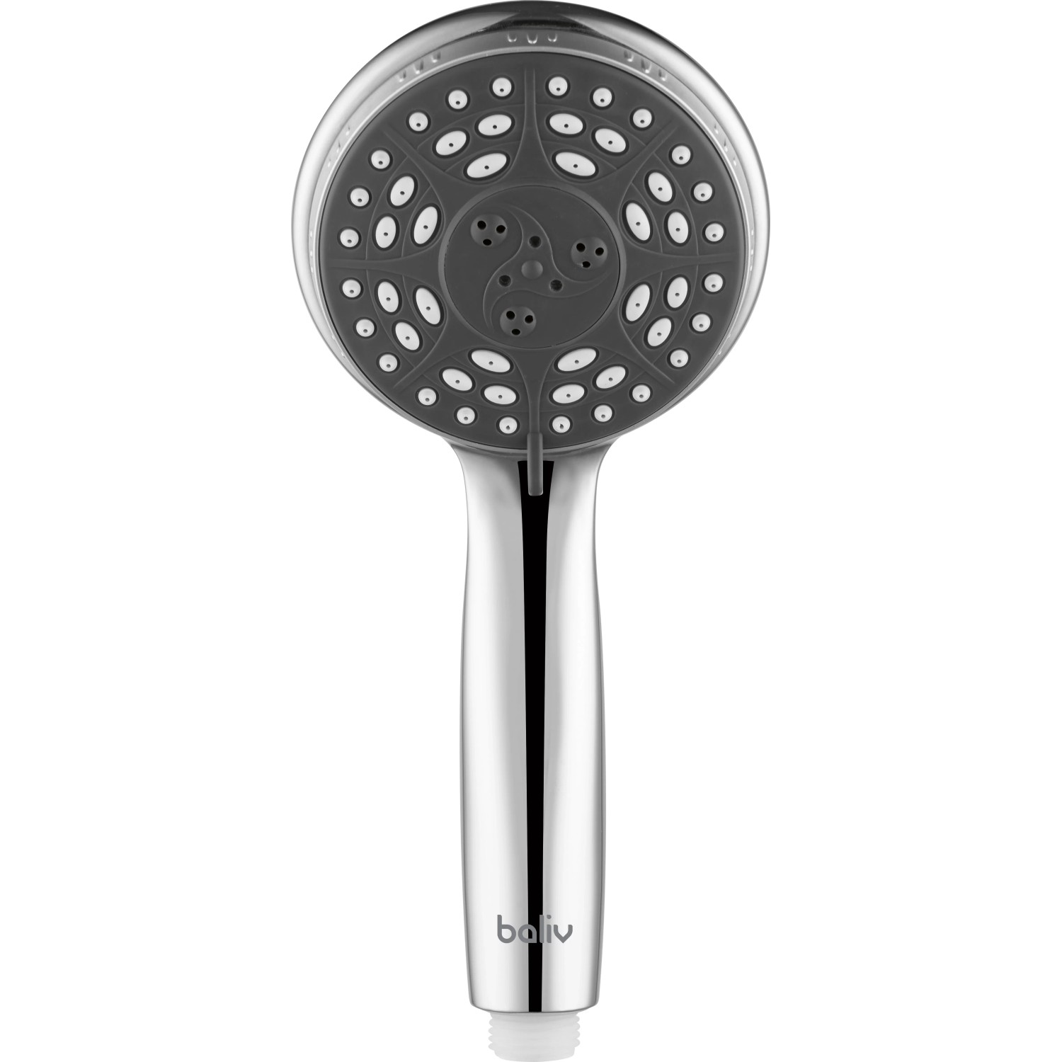 baliv Handbrause HBR-100.200, verchromt/anthrazit, mit 4 Strahlarten und Antikalk-Noppen.