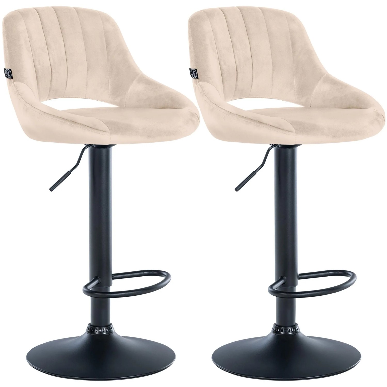 CLP 2er Set Barhocker Milet Samt Metall Matt Schwarz/Creme