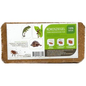 Kokosfaser Bodengrund fein, 10 Ziegel für Terrarien. Natürlicher, feiner Bodengrund.