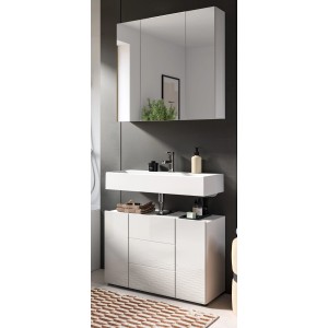 Inn.Furn Badmöbel-Set 2-teilig Weiß Hochglanz 80 x 190 cm Larik