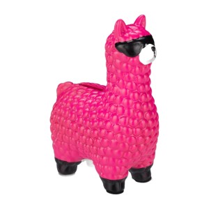 Relaxdays Lama Spardose Keramik Pink mit Sonnenbrille Rutschfest 15,5 cm x 11 cm x 6 cm 0,23 kg