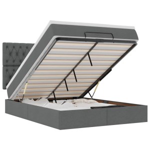 vidaXL Ottoman-Bett mit Matratze Dunkelgrau 140x200 cm Stoff 3313245