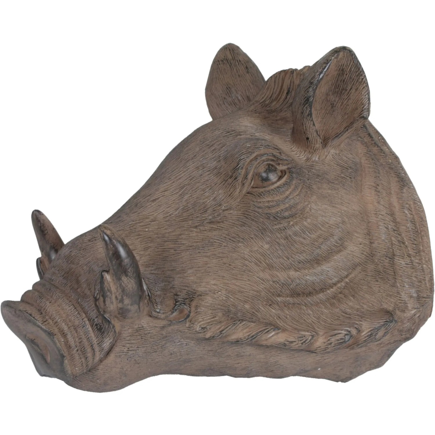 DELUKE Deko-Wildschweinkon EGOR Antik Kunststoff Antik-Braun 41,5x28,5x36,6cm Wanddekoration Dekoration Wohnzimmer Büro
