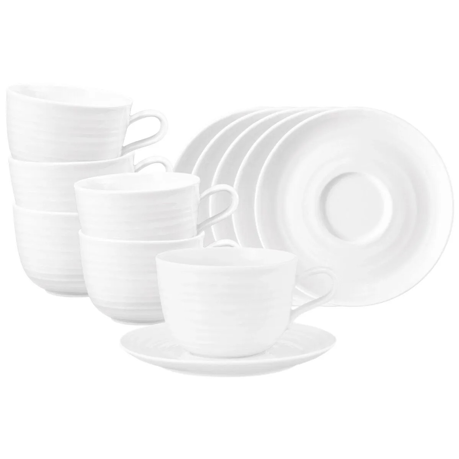 Seltmann Weiden Terra Milchkaffeetassen mit Untertassen 400 ml 6er Set Weiß