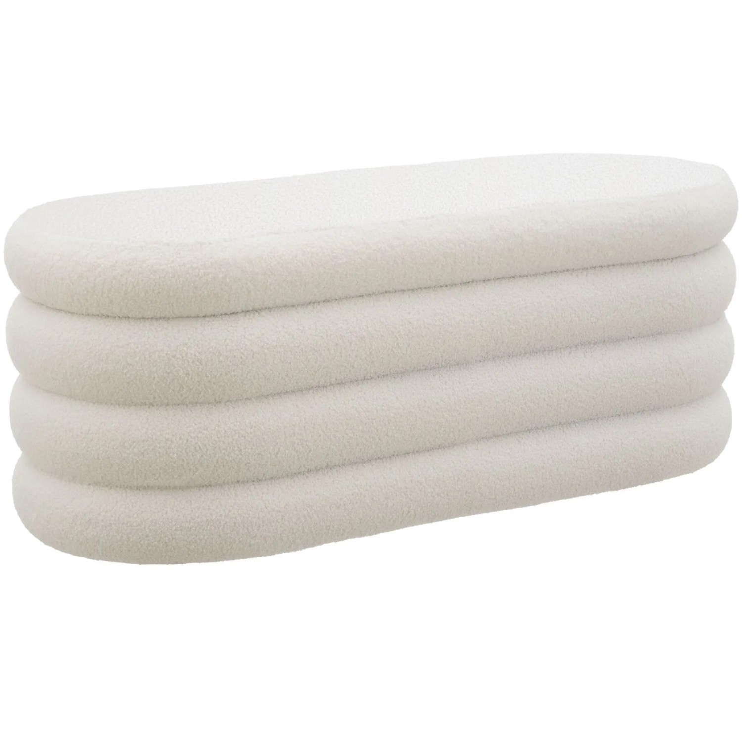 Tectake Polsterbank Altu Mit Samt Oder Bouclé 2 Große Staufächer  45 x 110 x 42 cm Bouclé Creme Weiß