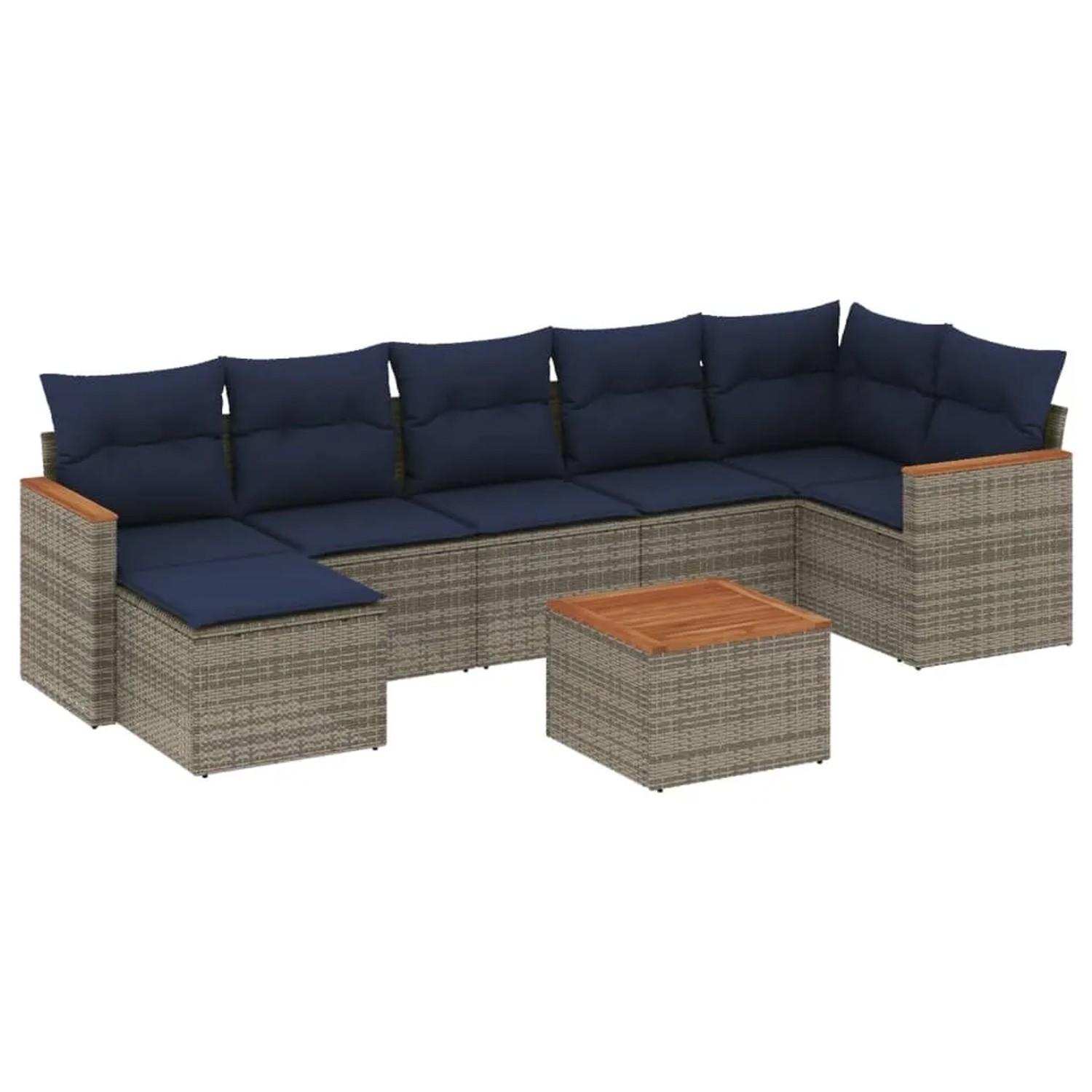 vidaXL 8-Tlg Gartensofa-Set mit Kissen Grau Polyrattan 3226201 günstig online kaufen
