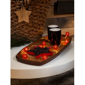 Dekorative LED-Lichterkette mit roten Metallbällen von Konstsmide, ideal für stimmungsvolle Innenraumbeleuchtung.