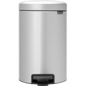 Brabantia Treteimer NewIcon 12L, grau, mit Pedal und geräuschlosem Deckel.