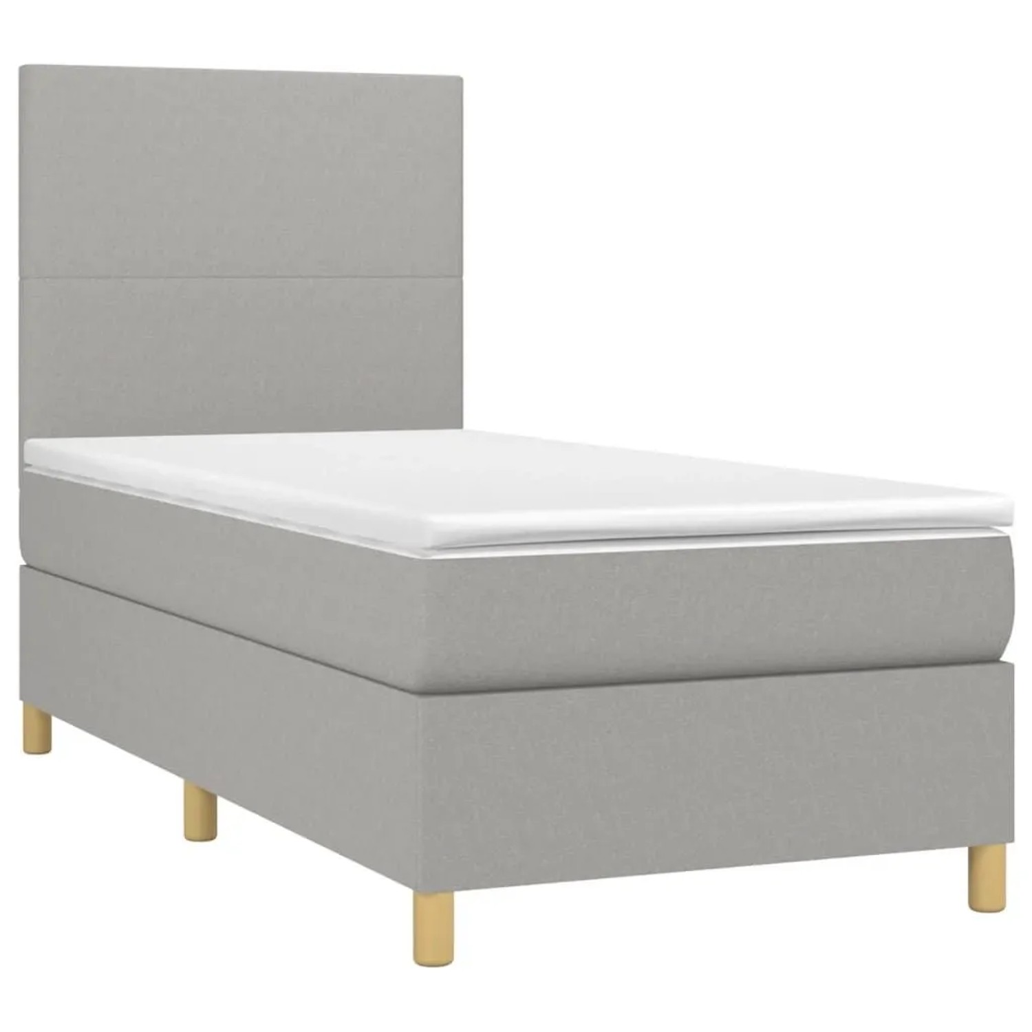 vidaXL Boxspringbett mit Matratze & LED Hellgrau 90x200 cm Stoff 3135245 günstig online kaufen