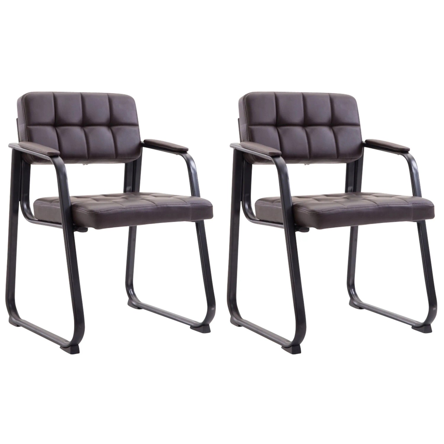 CLP 2er Set Besucherstühle Canada B Kunstleder Braun